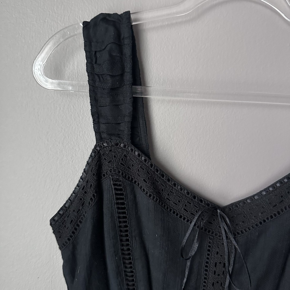 Reclaimed Vintage Prairie Cami Midi Dress Size 8 Black Goth Cottage Romantic - Picture 6 of 11